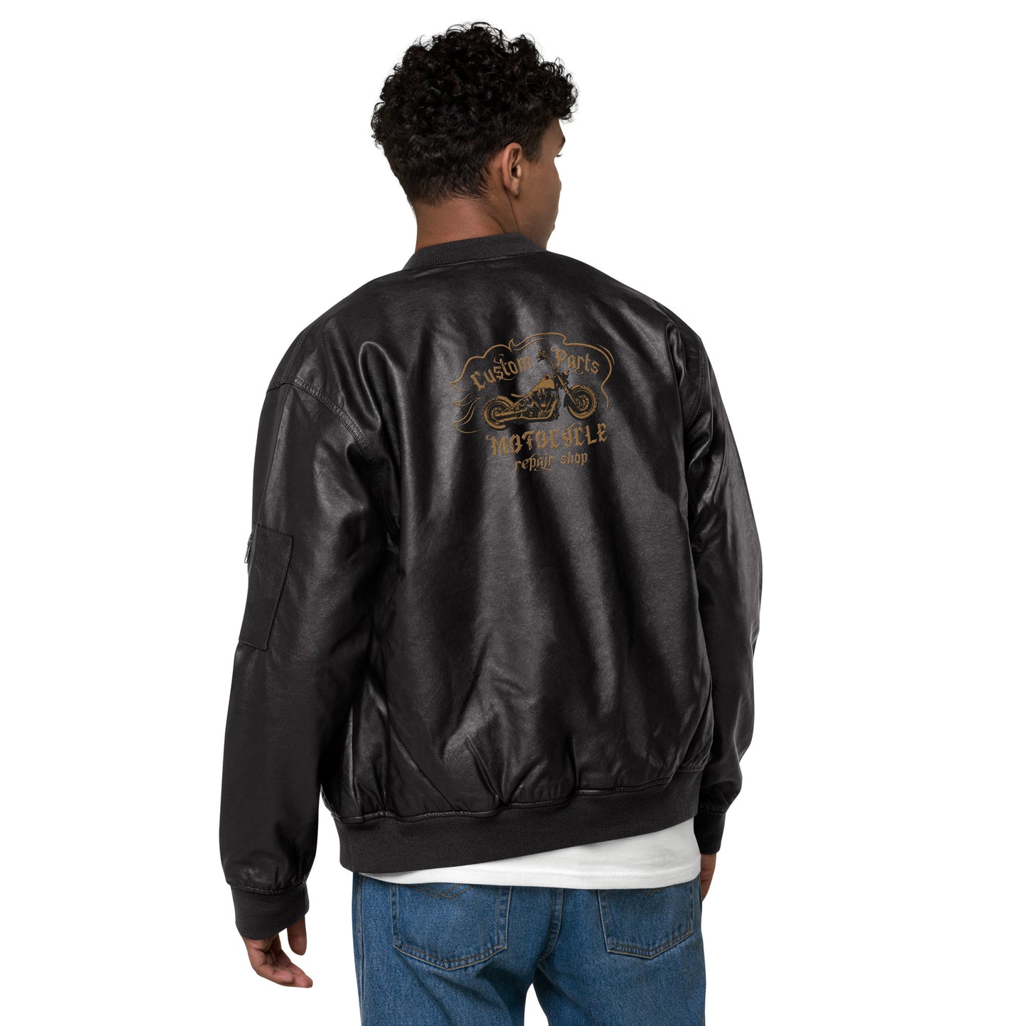 Men Leather Bomber Jacket
