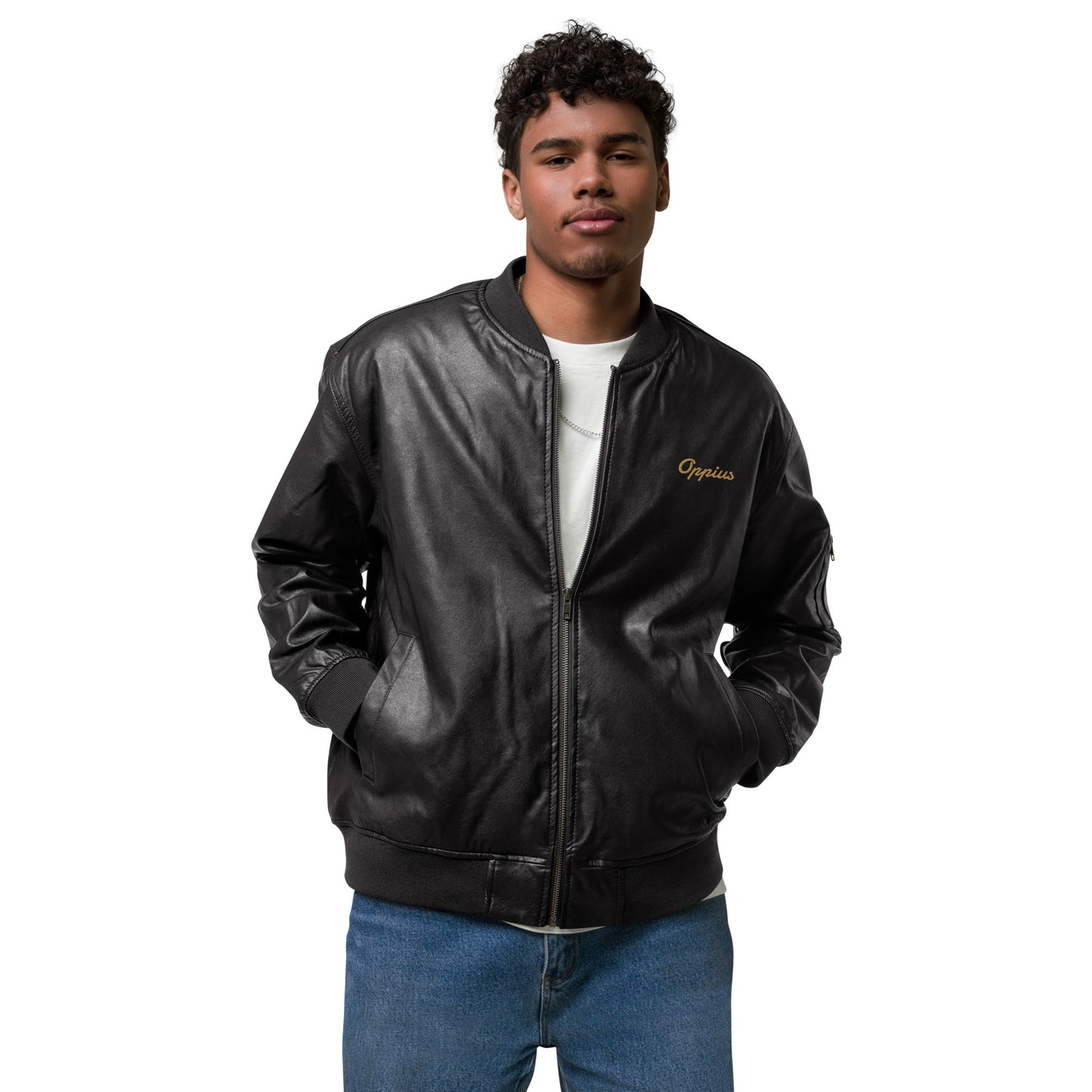 Men Leather Bomber Jacket