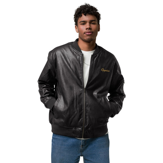 Men Leather Bomber Jacket
