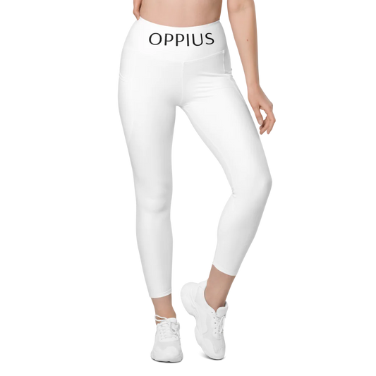 Oppius White Leggings with Pockets