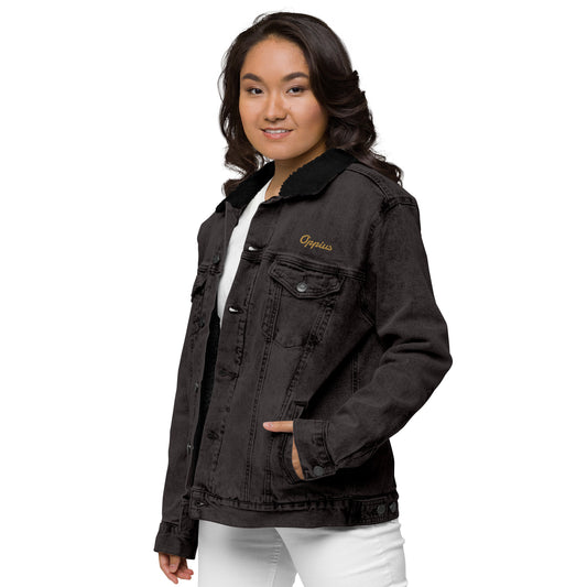Women Black Denim Sherpa Jacket