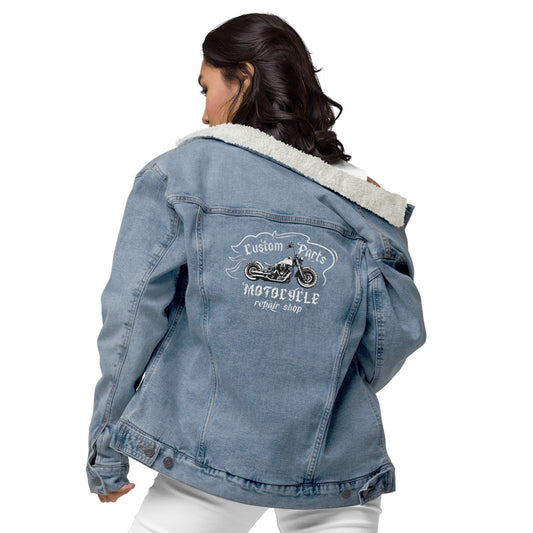 Women Blue Denim Sherpa Jacket