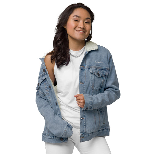 Women Blue Denim Sherpa Jacket